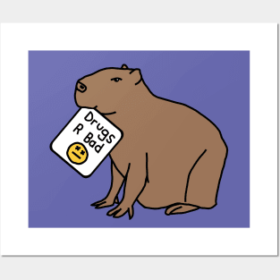 Capybara with Anti Drugs Message Drugs R Bad Posters and Art